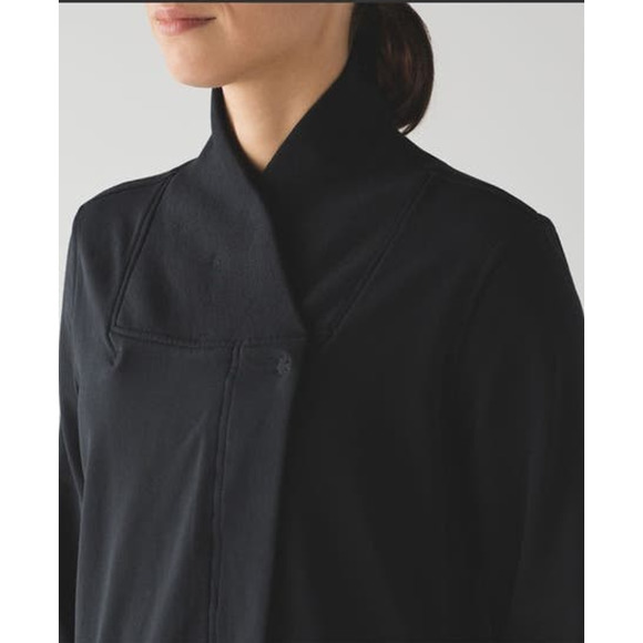 Lululemon Belle Wrap Asymmetrical Jacket Black French Terry Cardigan Size Dot 8 - Picture 4 of 16